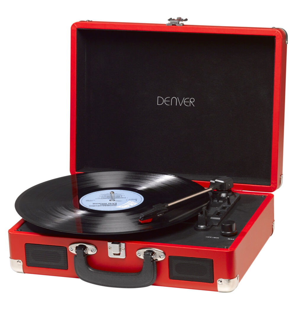 TOCADISCOS DENVER VPL-120 ROJO MALETIN ALTAVOCES