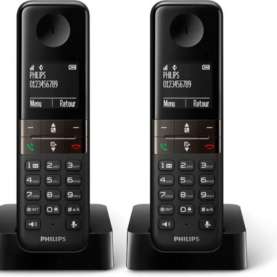 TELEFONO DECT PHILIPS D4702B/34 DUO BLACK 1,8