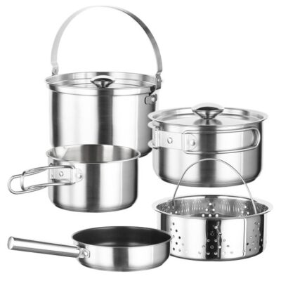 BATERIA COCINA INOXIBAR KAMPING 5PZ+2TAP 61117
