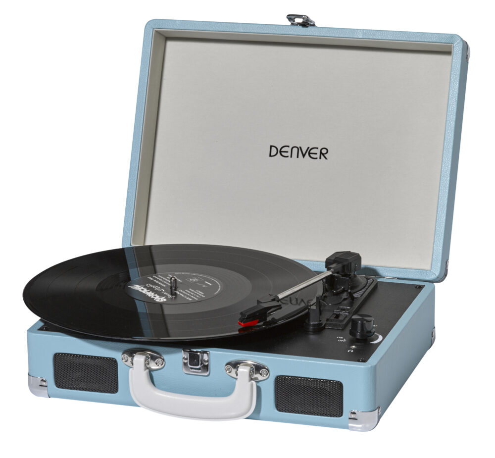 TOCADISCOS DENVER VPL-120 AZUL MALETIN ALTAVOCES