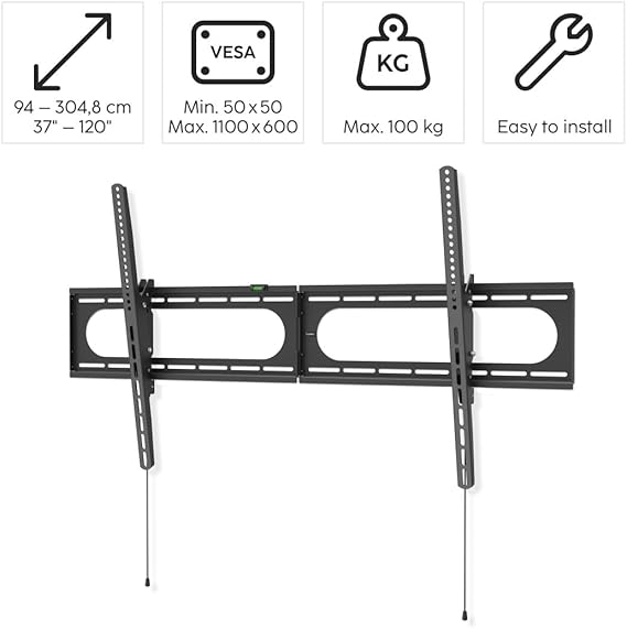 SOPORTE TV HAMA 00220844 PARED INCLI 120 1100X600